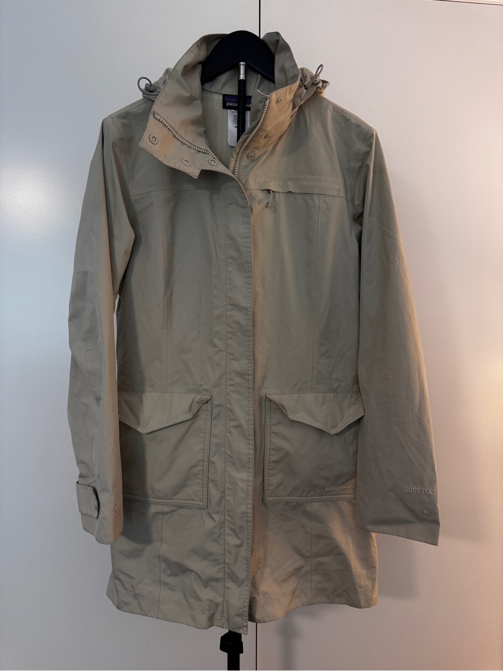 Patagonia Beige Trench Coat with Hood
